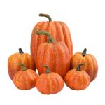 7 stuks kunstpompoenen, pompoen, decoratie, sierpompoen, kunstplantset voor Halloween, decoratie, herfstdecoratieset, 4 maten, geel