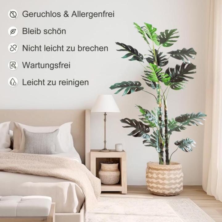 Monstera Monstera, 180 cm, ziet eruit als echt, Monstera decoratieve kunstplant voor thuis, woonkamer, slaapkamer, kantoor, tuin