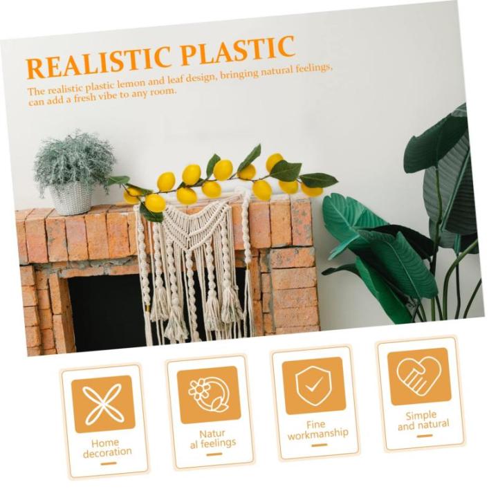 8 STK Simulation Zitronenrattan grüne Girlandenhochzeit Herbstdeko für zu Hause kunstplflanze Artificial Plant Dekor Eukalyptusgirlande Zitronengirlande Sommerdeko Plastik Yellow