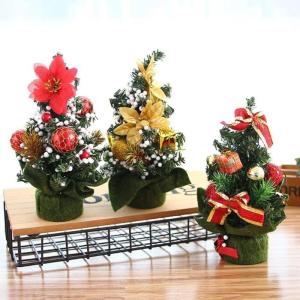 Künstlicher Mini-Weihnachtsbaum mit Ornamenten, kleiner Tannenbaum, Mini-Desktop-Weihnachtsbäume für Weihnachten, Zuhause, Büro, Dekoration (Nr. 6), 20 cm