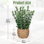 Kunstplant eucalyptus kunstplant lijkt op echte kamerplanten, decoratieve planten in gevlochten zeegras, pot, hoogte 43 cm