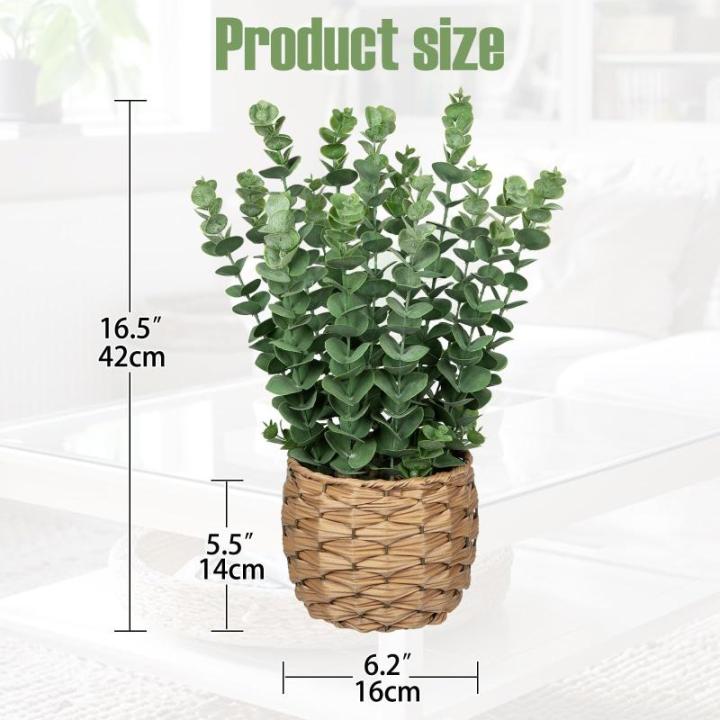 Kunstplant eucalyptus kunstplant lijkt op echte kamerplanten, decoratieve planten in gevlochten zeegras, pot, hoogte 43 cm
