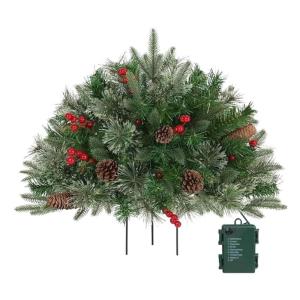 Weihnachtspflanzgefäßfüller, 40 cm künstlicher Weihnachtspflanzgefäßfüller mit Lichtern, künstlicher beleuchteter Weihnachtspflanzgefäßfüller, Weihnachtsfest-Weihnachtsd