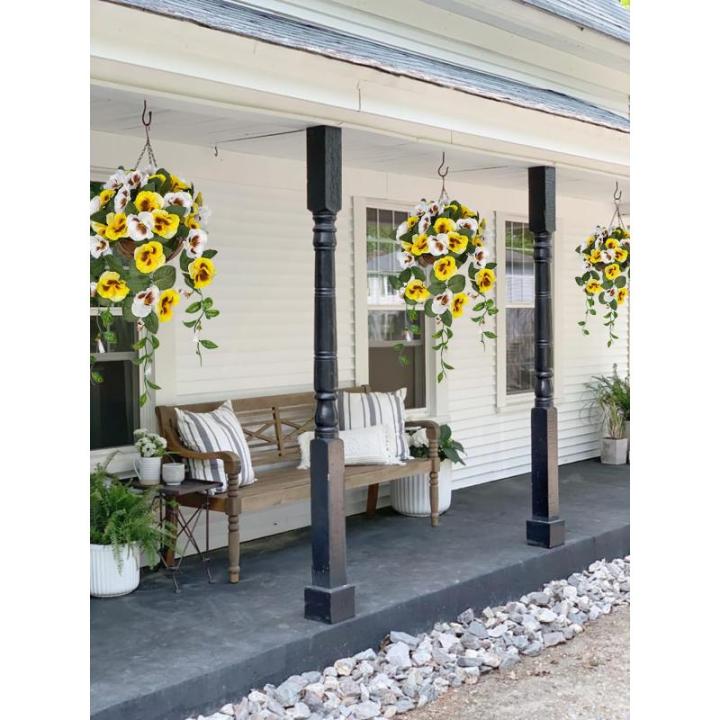 Pansy Kunstbloemen als echte viooltjes, hangende planten, kunstbloemen, Pansy met hanglamp, hoogte 70 cm, kamerplant, struik, decoratieve plant, groene plant