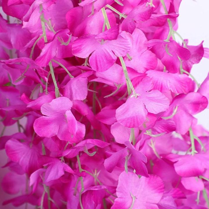 12 stengels nep Wisteria slinger opknoping bloem zijde bloem Wisteria Wijnstok decoratie voor outdoor indoor home keuken tuin huwelijksceremonie hotel party art decor (paars)