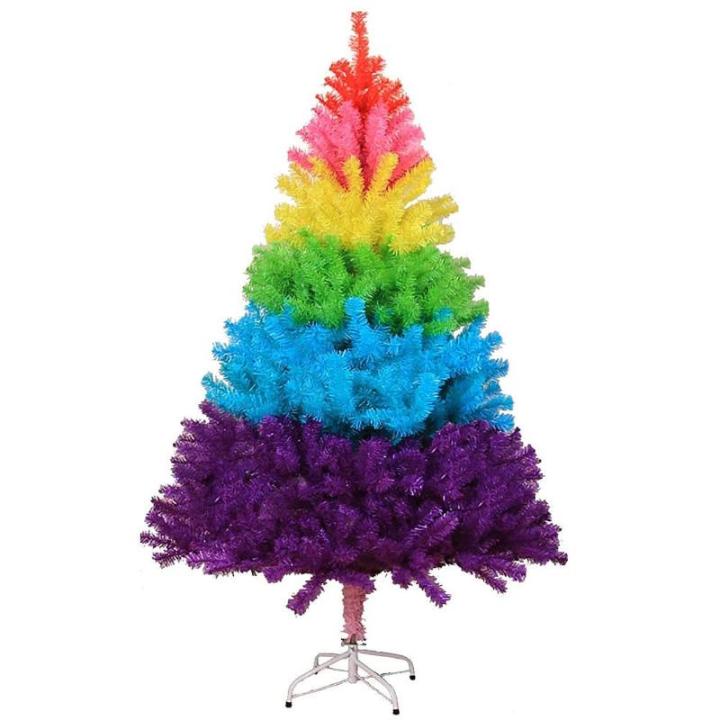2600 PVC-Zweigspitzen, voller Tannenbaum, Weihnachtsdekoration für Veranda, Garten, Hof, bunter Weihnachtsbaum mit Ständer, 3 m großer künstlicher Regenbogen-Weihnachtsbaum (Re
