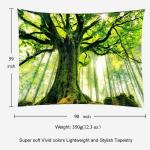 Natuurbos dikke boom wandtapijt midden grote 3D-print kunst aan de muur opknoping voor slaapkamer woonkamer slaapzaal decor, b90 x t59, groen en wit