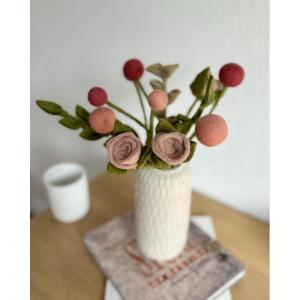 - Vilten bloemen boeket bloemen van vilt - boeket - Fair Trade - handgemaakt (rozenrood)