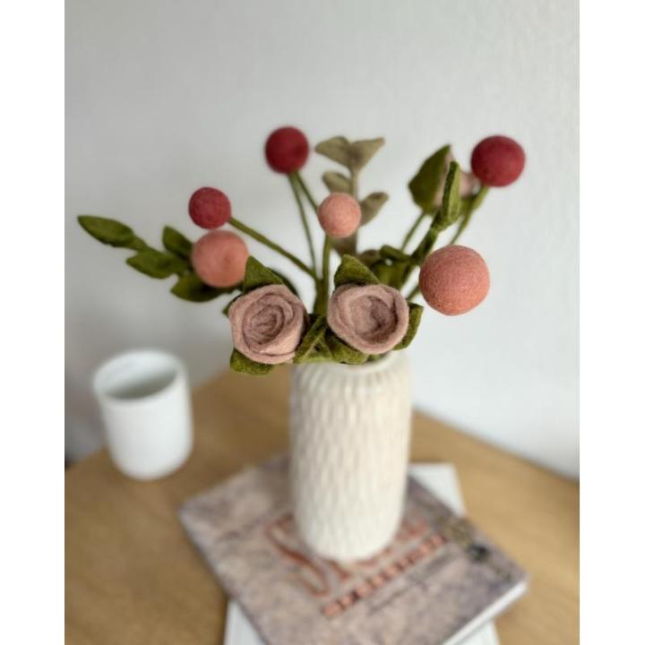 - Vilten bloemen boeket bloemen van vilt - boeket - Fair Trade - handgemaakt (rozenrood)