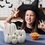 Herbstkürbisse, 7 Stück Künstliche Kürbisse, Schaumstoff, Herbstkürbis für Ernte, Herbs_t, Tisch, Zuhause, Garten, Erntedankfest, Halloween, Party-Dekoration