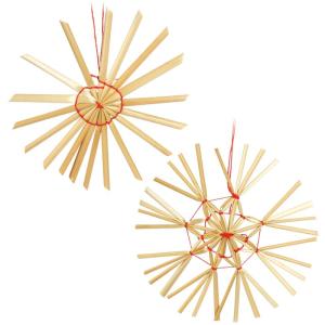 112-delige strosterrenset - sterren, bellen, dennenbomen en traditionele figuren als kerstboomversiering - kleine stro - natuurlijke kerstboomversieringen