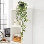 Set van 2 kunstmatige potplanten hangende wijnstokken groene hangende in potten faux hangende planten binnenshuis kamerplanten opknoping voor plank woonkamer badkamer keuken muur