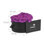 Rozenbox hart, 18 rozen, stevige bloemenbox, zwart, 10 jaar houdbaar, cadeau-idee, decoratieve bloemenbox, paars