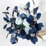6 Stück Kunstpflanzen Eukalyptus blau künstliche Eukalyptusblätter Zweige mit Samen Silberne Dollar-Pflanzen für Zuhause Innenbereich Vase Blumenarrangement Party-Dekoration