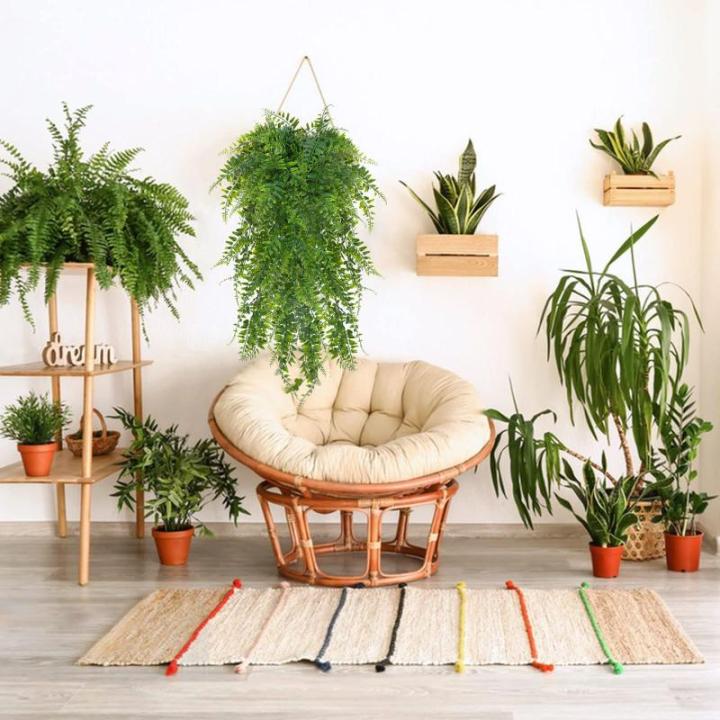 6 stuks kunstmatige hangende planten kunstmatige varens buiten nep hangende planten 90 cm lang binnen hangende mand onderhoudsvrij (varen)