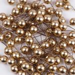 100 Stück Künstliche Beeren 12mm,Dekorative Beerenstiele,Beeren Früchte,für DIY Handwerk Dekoration,Weihnachtsbaum Weihnachtskranz Tischdeko,Hochzeit,Home Decoration,Gold