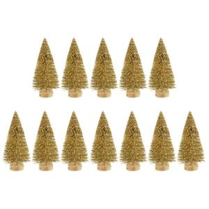 12 Stück Weihnachtsbaum Klein, Weihnachtsbaum Deko Künstlich Klein Bereifte Zeder, Winterschmuck, Tisch Modell Bäume, Kleine Sisalbäume Für Weiße Weihnachts Dekoration
