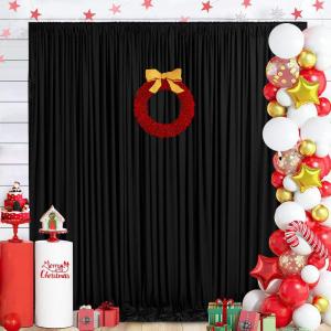 Schwarzer Polyester-Hintergrund: faltenfreier schwarzer Hintergrund, Vorhang, 2 Stück, 1,6 x 3 m, Halloween-Hintergrund für Geburtstag, Junggesellenabschied, Party, Bühne, Fotog