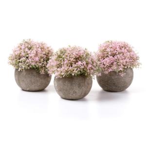 Plastic kunstmatige potplanten Baby's Tear decoratieve bloem voor thuis/kantoor decoratie roze, 3 stuks