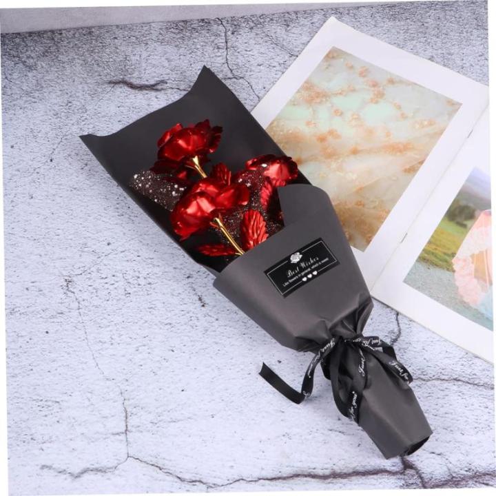 1 Stück 3 Geschenkrosen Künstliche Rosen Romantische Rosen Hochzeitsdekoration Romantische Krippendekoration Hochzeitsblumen Kunstfolie Roségoldfolie Rosenstrauß Rot