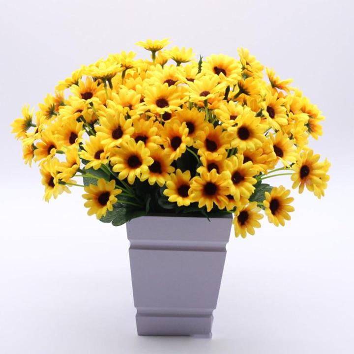 , kunstzonnebloemen, lange steel, zonnebloemen, kunstdecoratie voor buiten, thuis, verjaardag, feest, 96 stuks, geel 1301