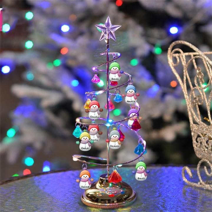 Gepersonaliseerde Sneeuwpop Kerstboom Familienaam Metalen Kerstboom Sneeuwpop Familie Kristal Boom Verjaardag Kerstdecoratie Geschenken, Stijl 8