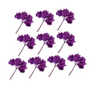 50 Stück Rosenkopf Artificial sztuczne kwiaty Simulationsblume Blumen künstlich künstliche Blumen heimische Blumen schmücken Blumendekoration für zu Hause Sport Violett