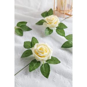 25 stks Echt uitziende Nep Rose Hoofd, Faux Bloemen Realfor DIY Bruiloft Boeketten Centerpieces Arrangementen Party Home Decorations, Beige