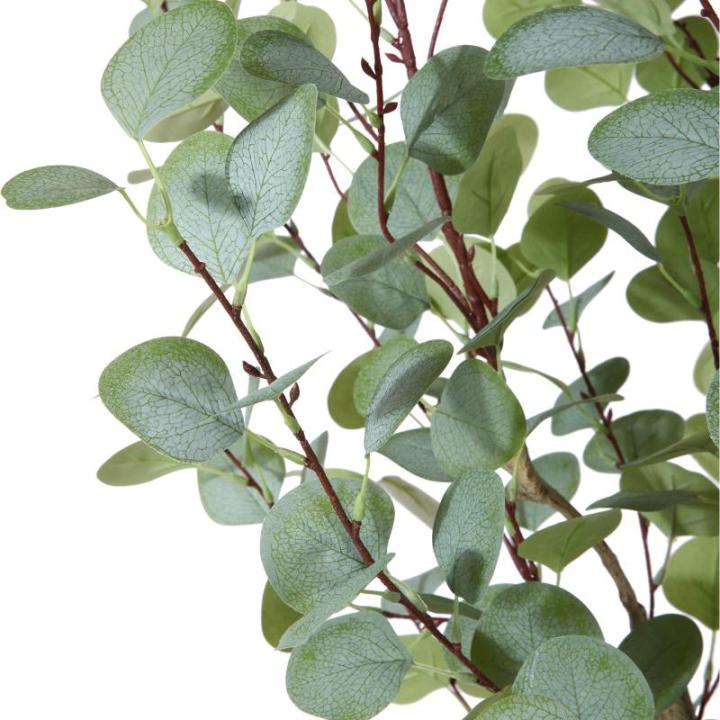 Kunstmatige eucalyptusboom, 150 cm, nep-eucalyptusboom met groene zilveren dollarbladeren, zijden faux eucalyptusboom met plastic kwekerijpot, voor thuiskantoor en binnendecoratie,