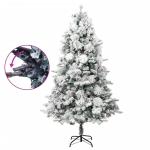 Weihnachtsbaum mit Beleuchtung Schnee und Zapfen 195 cm PVC&PE Christbaum Dekobaum Kunstbaum mit Ständer Tannenbaum Weihnachten Künstlicher Weihnachtsbaum für Weihnachtsdeko