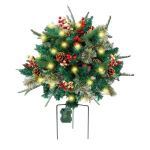 Kunstkerstboom met verlichting en decoratie, kunstkerstboom verlicht buiten, kerstdecoratie, boom, kunstkerstboom met 8 lichtmodi, kerstboom voor binnen en buiten