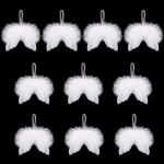 10 stuks kerstengelenvleugels, witte kerstboomversiering, kerstversiering, witte engelenvleugels, kerstversiering voor kerstfeest, decoratie, doe-het-zelf handwerk