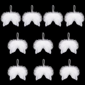 10 stuks kerstengelenvleugels, witte kerstboomversiering, kerstversiering, witte engelenvleugels, kerstversiering voor kerstfeest, decoratie, doe-het-zelf handwerk