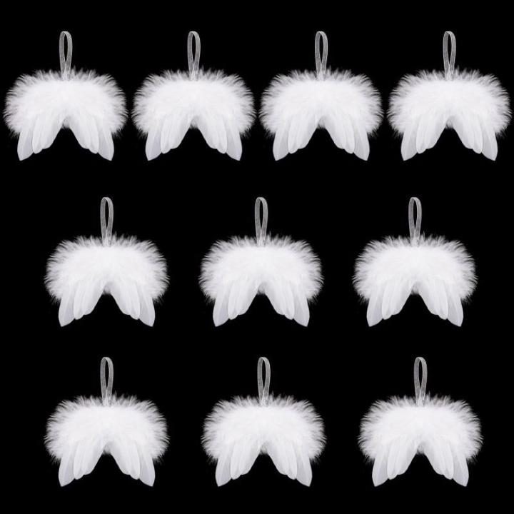 10 stuks kerstengelenvleugels, witte kerstboomversiering, kerstversiering, witte engelenvleugels, kerstversiering voor kerstfeest, decoratie, doe-het-zelf handwerk