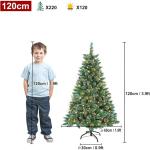 Kunstkerstboom met verlichting, kunstkerstboom van pvc, met waterdichte verlichting, voor kerstdecoratie (120 cm)