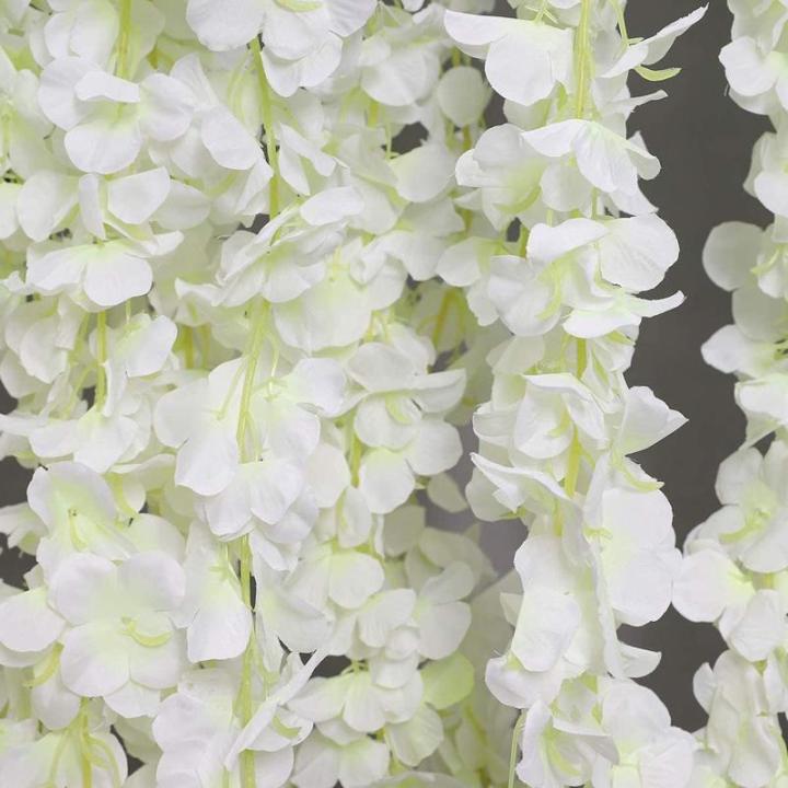 12 stengels nep Wisteria slinger opknoping bloem zijde bloem Wisteria Wijnstok decoratie voor outdoor indoor home keuken tuin huwelijksceremonie hotel party art decor (wit)