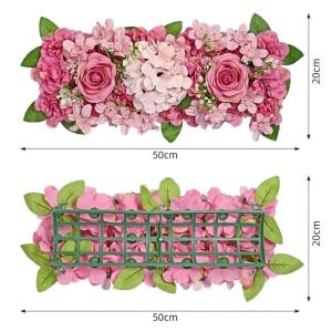 Künstliche Blumenwand Panel 50x20cm Blume Wand Künstliche Blumen Panel Matte for Büro Hochzeit Wand Dekoration 3D Blumen Hintergrund Party Liefert(Deep pink)
