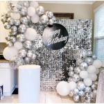Silberne schimmernde Wandhintergründe – 18 Packungen glänzende Pailletten, Hintergrund für Geburtstag, Hochzeit, Jahrestag, Party-Dekoration, 30 x 30 cm