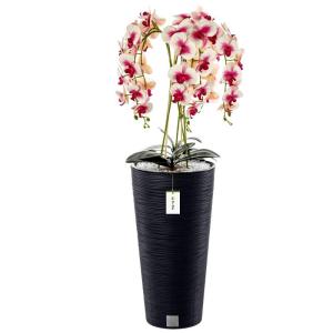 Künstliche Orchidee Kaskaden Blumenstrauß Creme und Rosa im Topf Anthrazit H 110 cm Heimbüro Dekoration, Kunstpflanze Orchidee, Kunstblume, Künstliche Orchidee im Topf