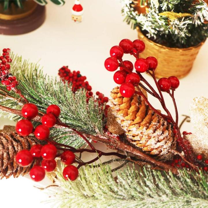 Kunstrode bessen voor kerstboom, decoratie, hulstbessen, takken, decoraties voor Kerstmis, thuis, hulstbessen voor handwerk, winter, vakantie, bruiloft, decoratie, 20 stuks