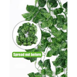 258 Ft 36 Strengen Kunstmatige Klimop Guirlande Blad Wijnstokken Planten Groen Opknoping Nep Planten voor Bruiloft Achtergrond Boog Muur Jungle Feest Tafel Kantoor Decor (Scindapsu