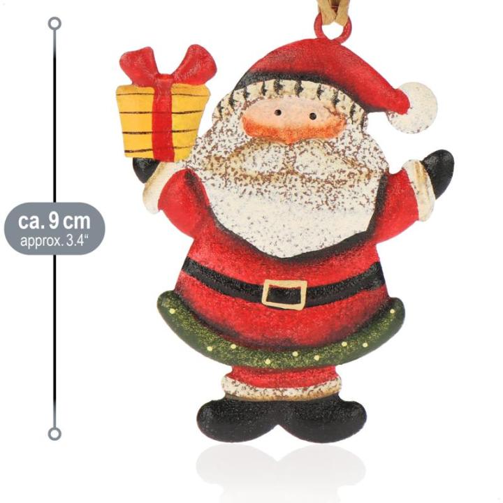 6x metalen voor de kerstboom - kerstboomversieringen van metaal - kerstversieringen met sneeuwpop en kerstman (6 stuks - Kerstman + sneeuwpop - klein)