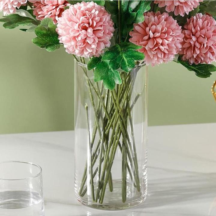 Kunstblumen Künstliche Hortensien in Einer Glasvase – lebensechtes Blumenarrangement aus Seide für die Elegante Innendekoration im Wohnzimmer für jeden Anlass