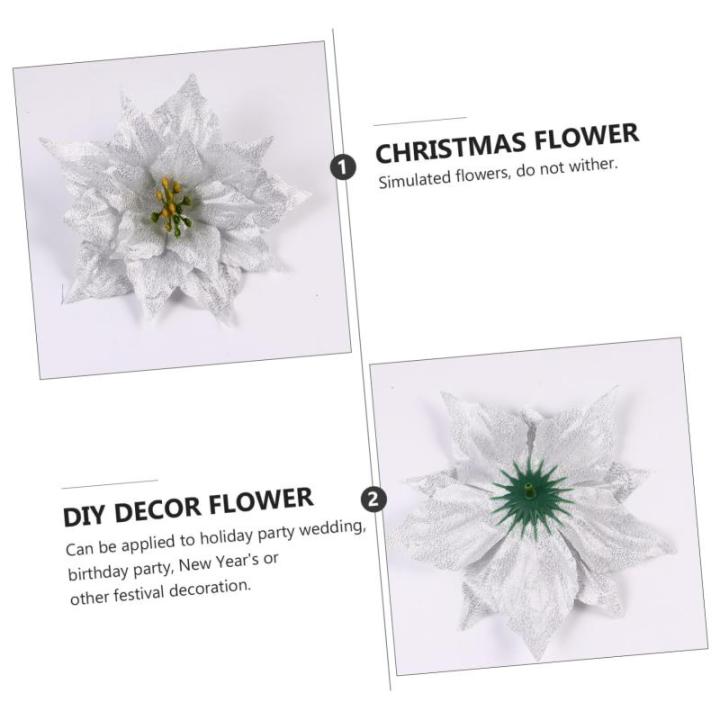 7st Künstliche Blumen Weihnachtskranz Dekoration Künstlicher Glitzer-weihnachtsstern Glitzernde Weihnachtssterne Künstliche Weihnachtssternblume Urlaub Weihnachtsstern Kranz Spo