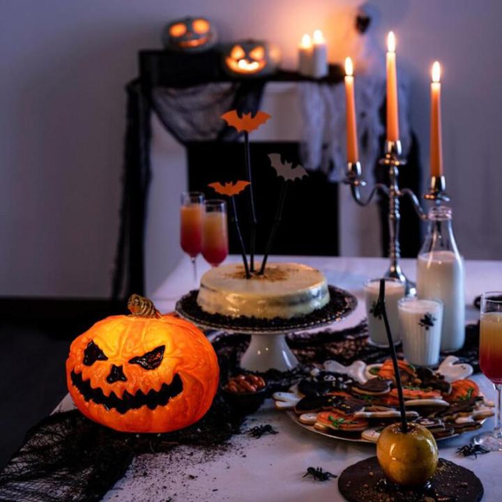 Halloween-Kürbislampe, künstlicher Kürbis, gefälschte Erntekürbisse, beleuchtete Kürbislampe für Halloween, Veranda, Party, Haustür, Kamindekoration, 17 x 17,8 cm (1#)