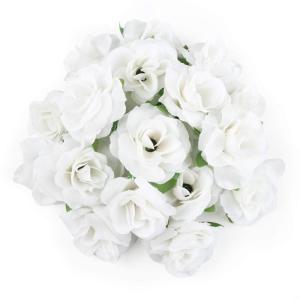 Kunstbloemkoppen, 50 stuks, kunstbloemen, rozen, voor bruiloft, feest, decoratie, doe-het-zelf (diameter 4 cm, wit)