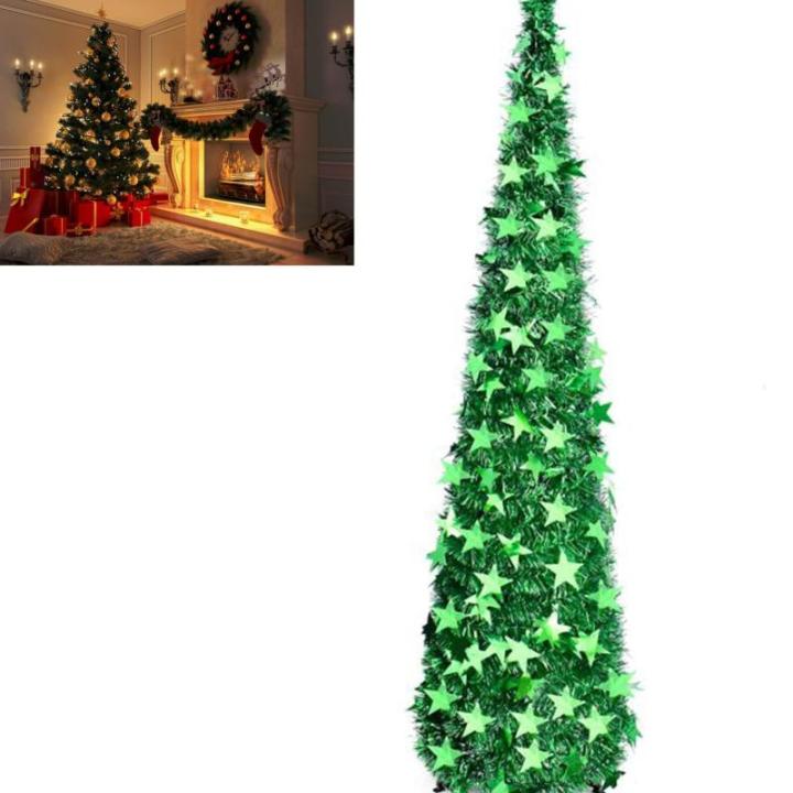 Weihnachtsbaum, PVC-Stern-Glitzer, festliche, faltbare Weihnachtsbaum-Figur, Dekoration für Zuhause, Hotel (Green)
