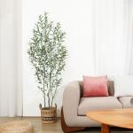Kunstolijfboom, 180 cm, kunstplant olijfboom met natuurlijke houten stam en levensechte vruchten voor thuis- en kantoordecoratie, grote voor binnen, 1 verpakking