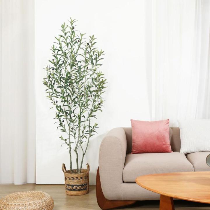 Kunstolijfboom, 180 cm, kunstplant olijfboom met natuurlijke houten stam en levensechte vruchten voor thuis- en kantoordecoratie, grote voor binnen, 1 verpakking