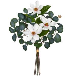 Kunstmatige eucalyptus met magnoliabloem